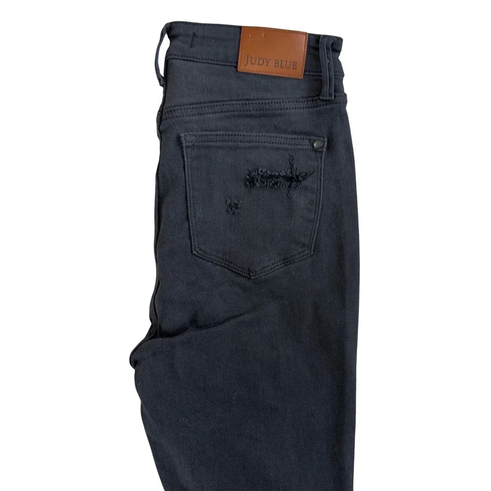 Judy Blue Los Angeles Washed Black High Rise Distressed Flare Jeans Womens 9/29‎